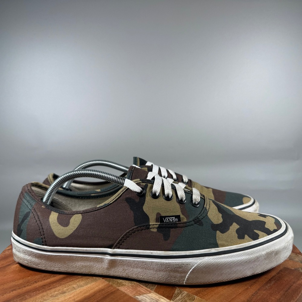 Vans Authentic Woodland Camo Low Top Skate Shoes Mens 12 Green Brown 721454